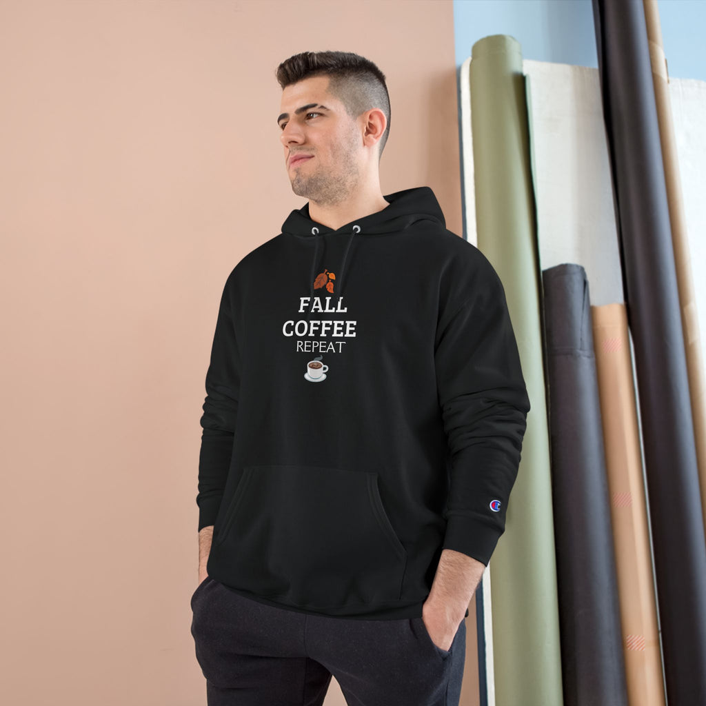 Fall Coffee Repeat Hoodie — Cozy Autumn Coffee Lover Sweatshirt