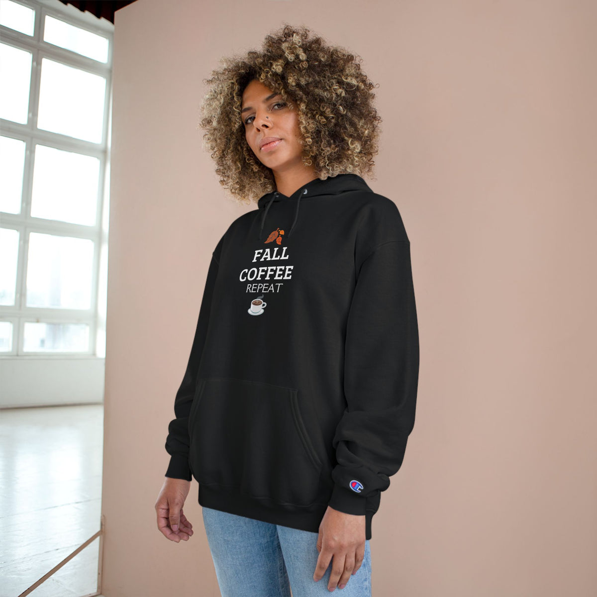 Fall Coffee Repeat Hoodie — Cozy Autumn Coffee Lover Sweatshirt
