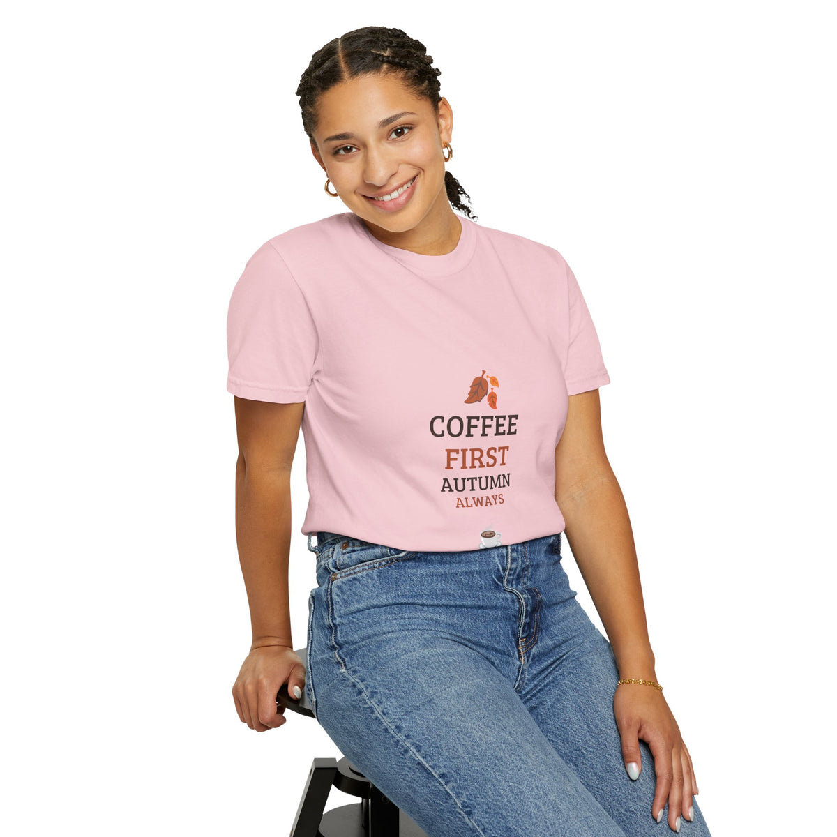 Coffee First Autumn T-Shirt — "Coffee First, Autumn Always" Graphic Tee