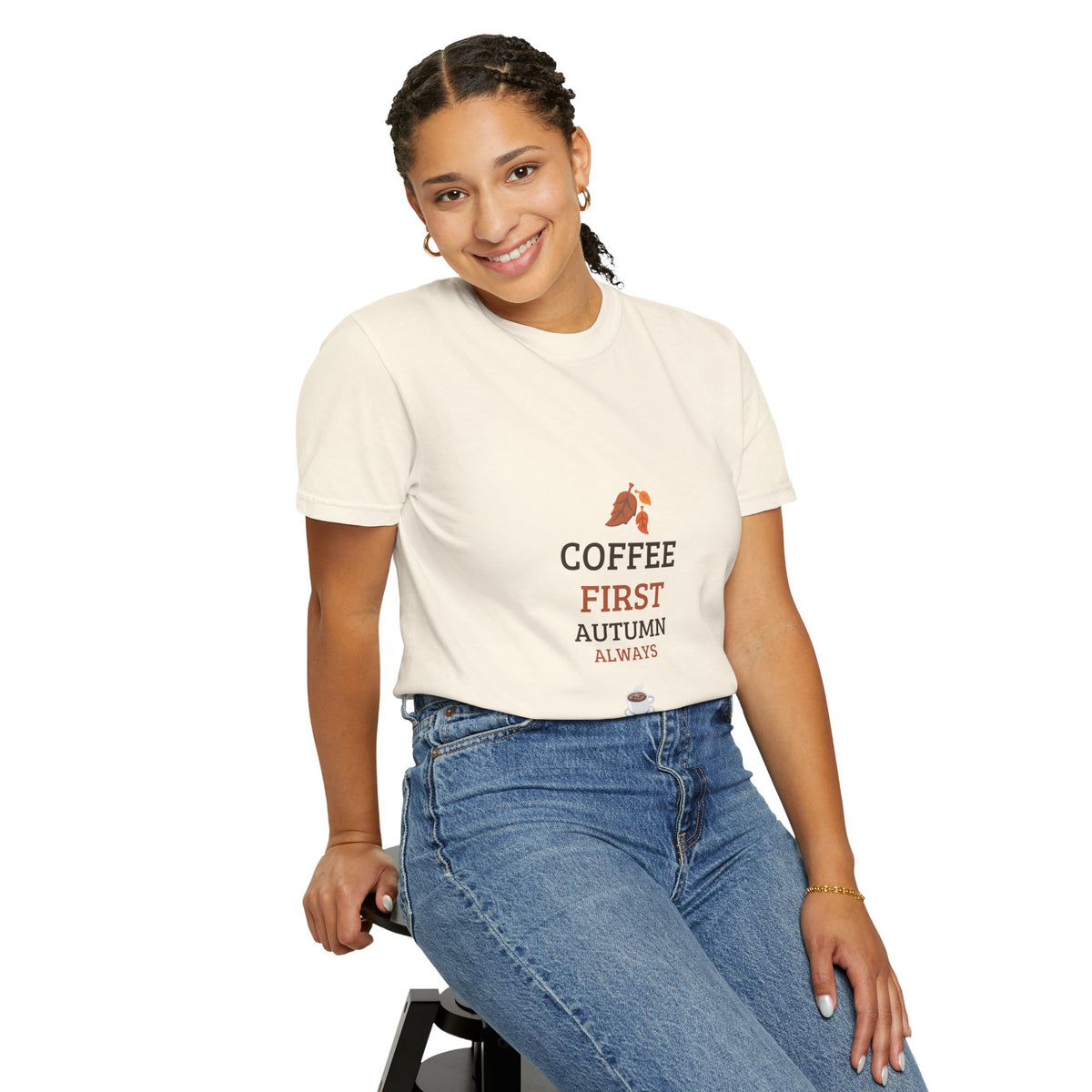 Coffee First Autumn T-Shirt — "Coffee First, Autumn Always" Graphic Tee