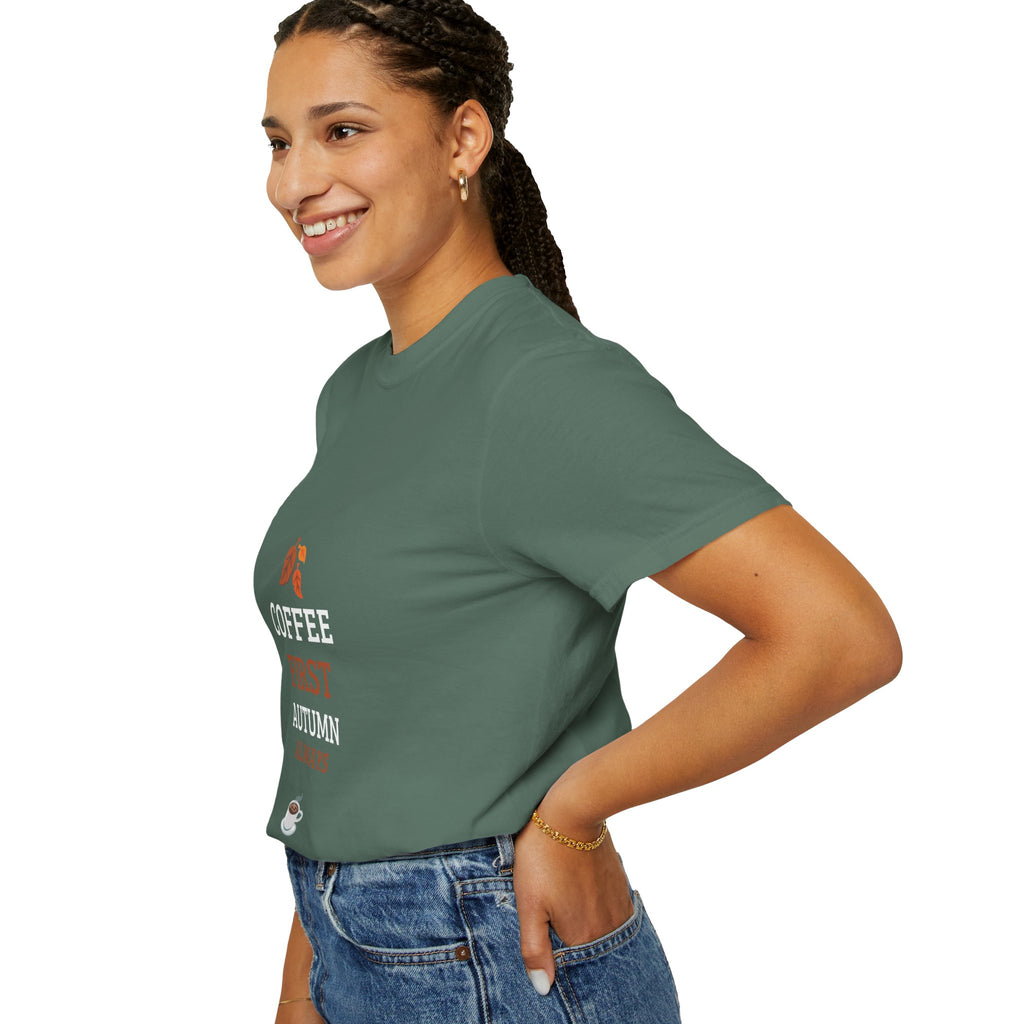 Coffee First Autumn T-Shirt — "Coffee First, Autumn Always" Graphic Tee