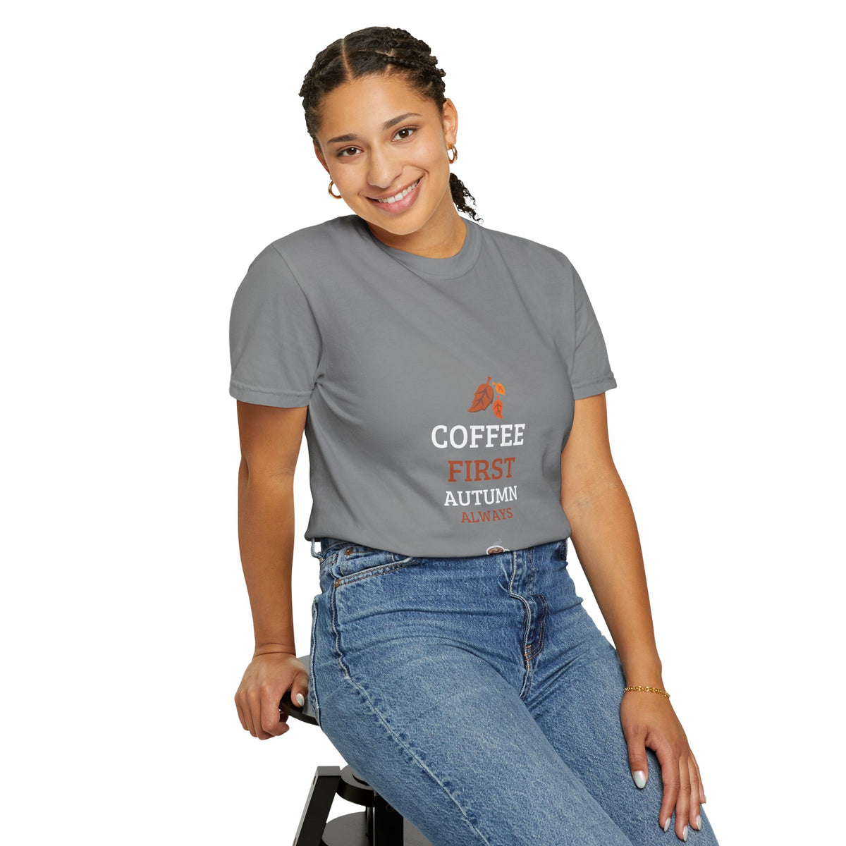 Coffee First Autumn T-Shirt — "Coffee First, Autumn Always" Graphic Tee