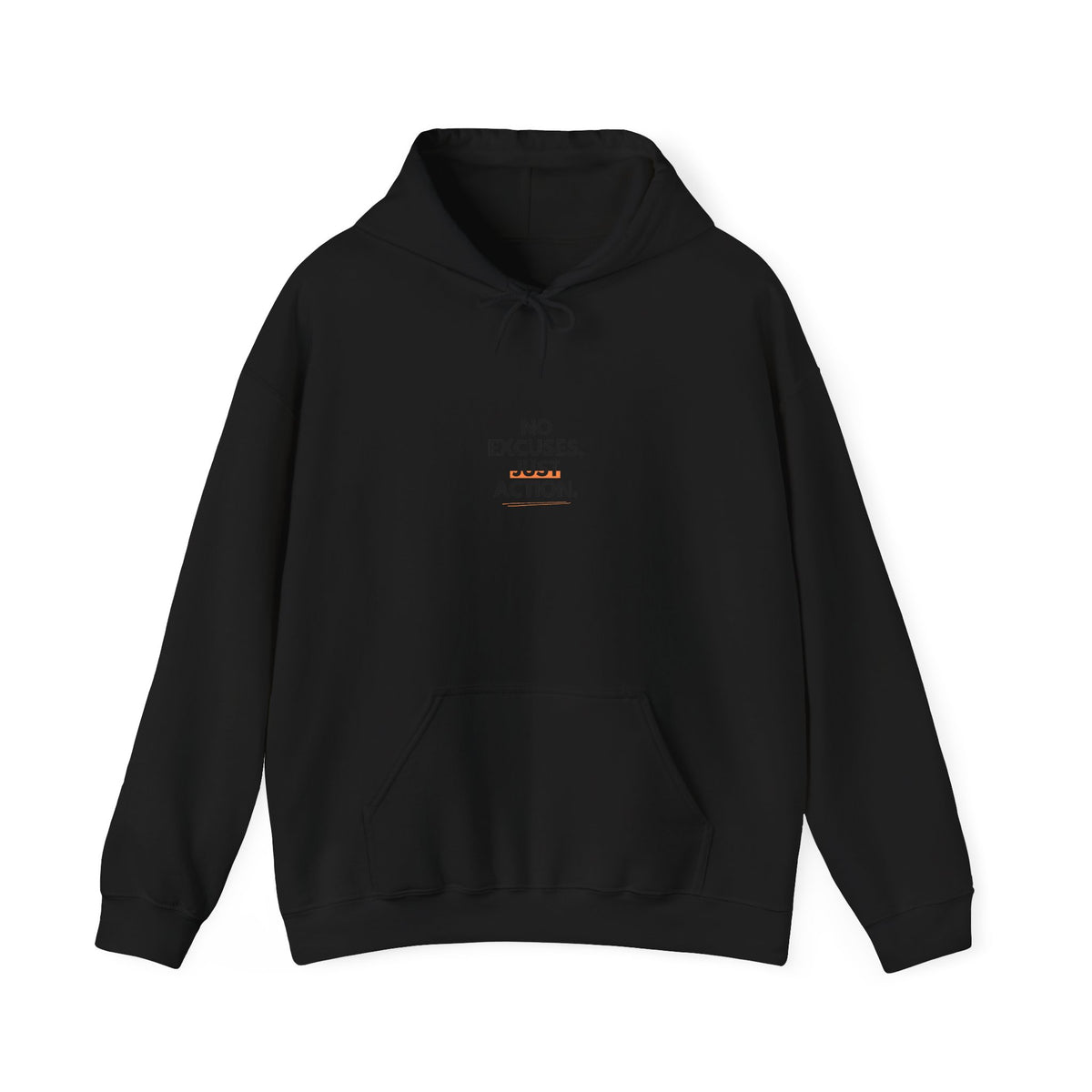 No Excuses, Just Action Hoodie — Motivational White Pullover for Fitness & Productivity