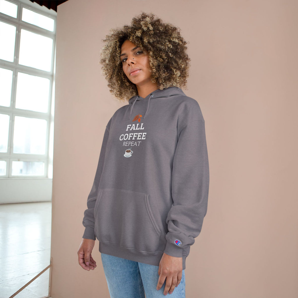 Fall Coffee Repeat Hoodie — Cozy Autumn Coffee Lover Sweatshirt