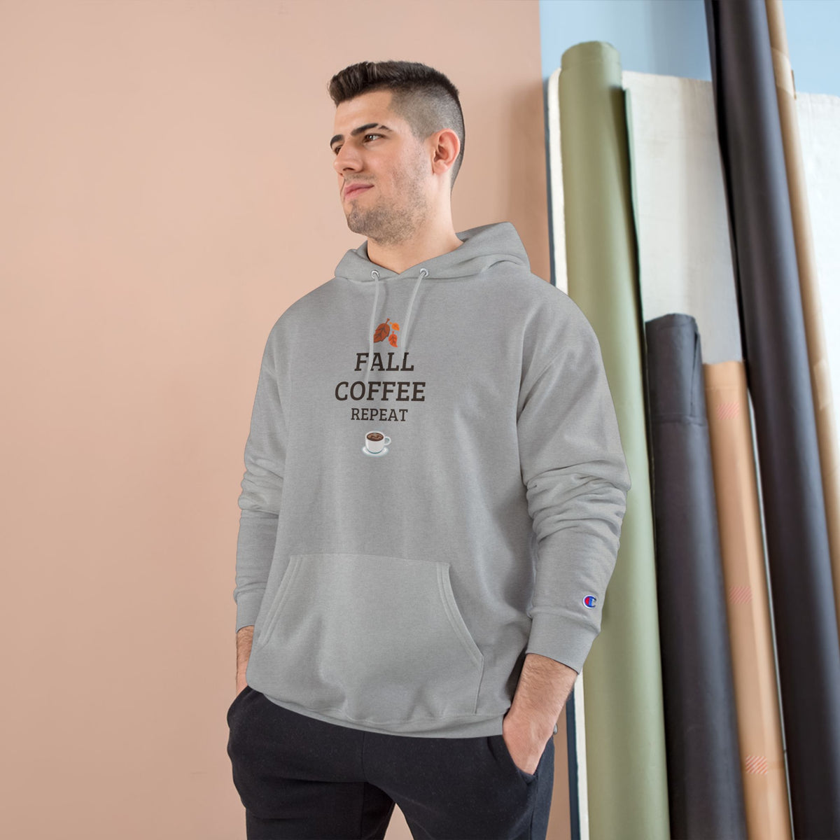 Fall Coffee Repeat Hoodie — Cozy Autumn Coffee Lover Sweatshirt