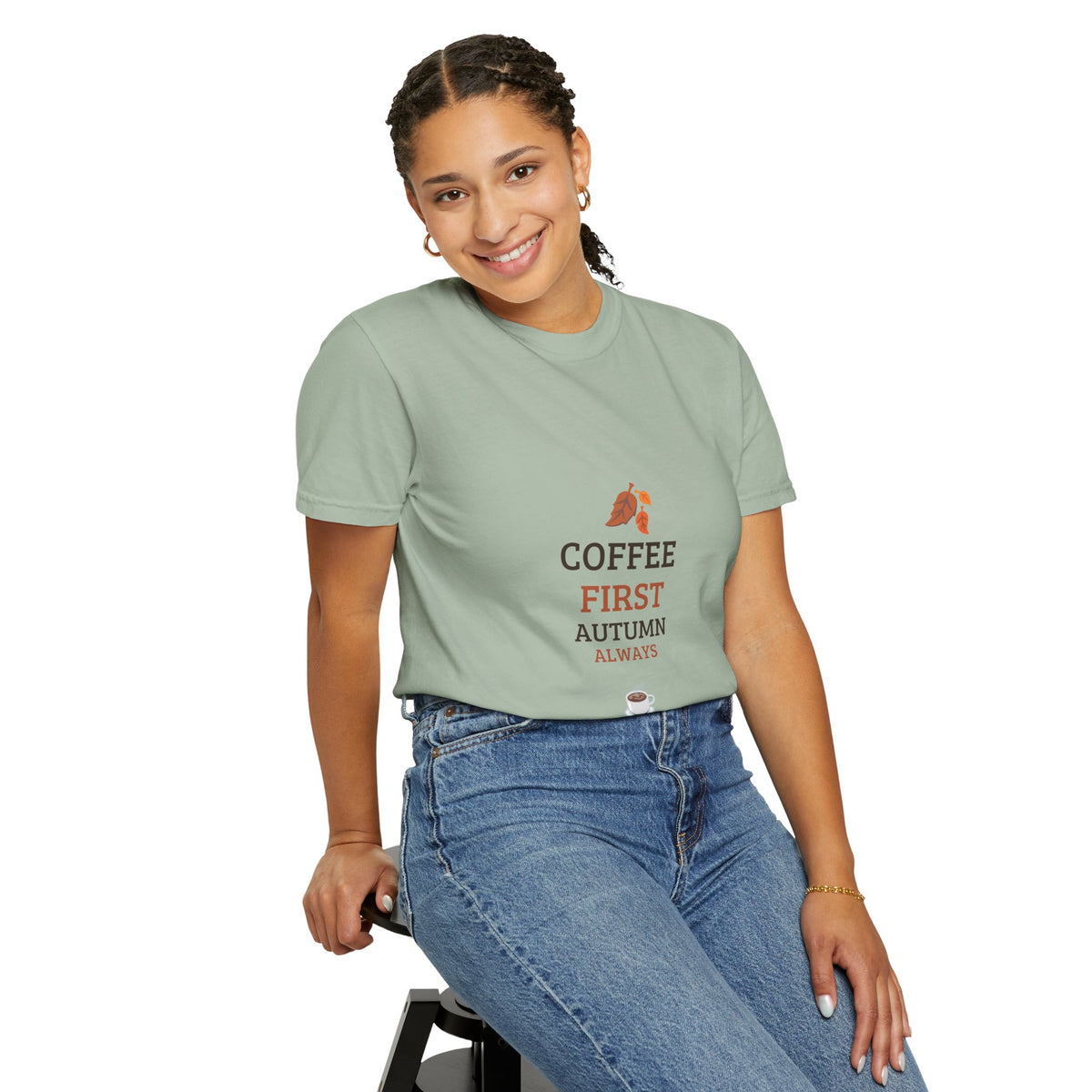 Coffee First Autumn T-Shirt — "Coffee First, Autumn Always" Graphic Tee