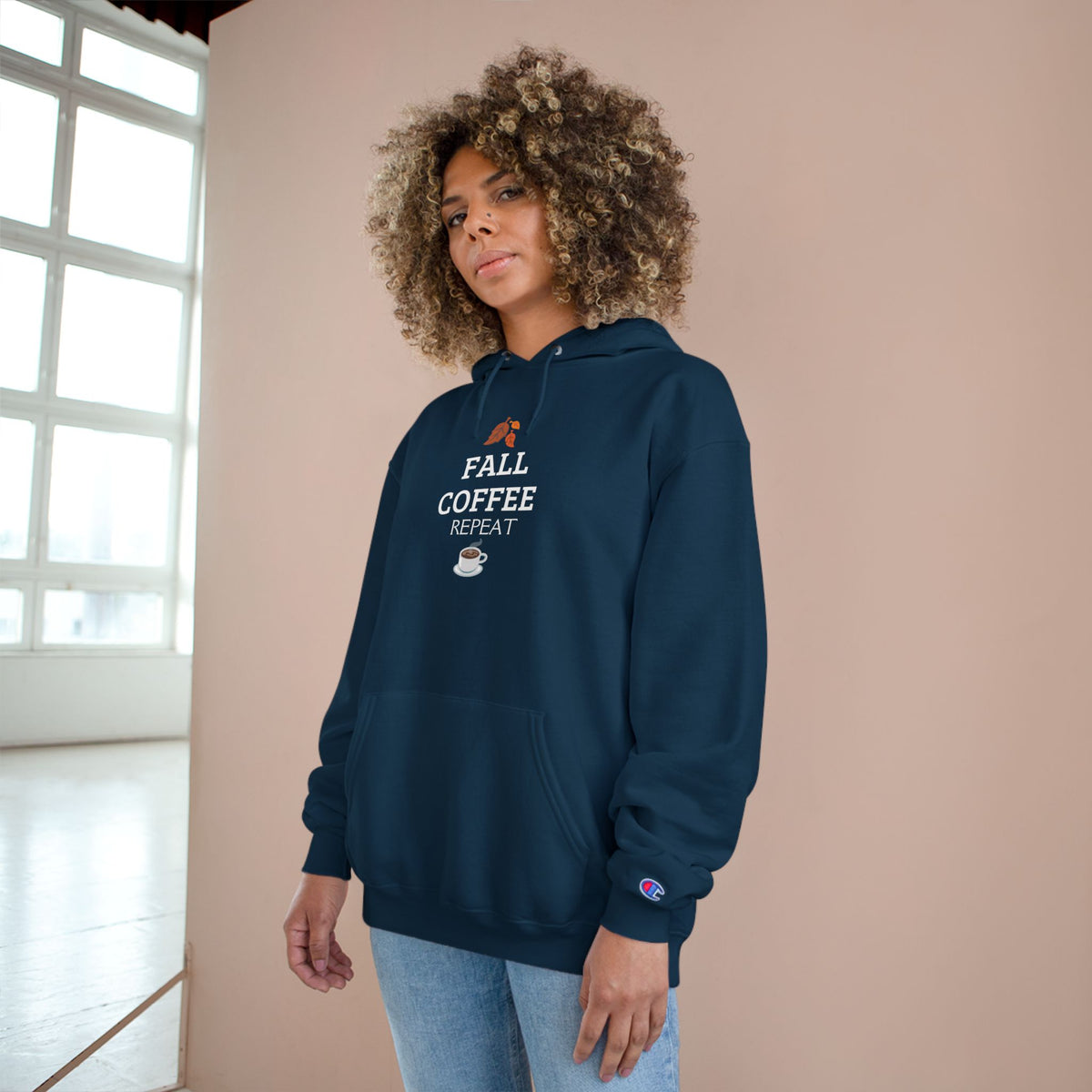 Fall Coffee Repeat Hoodie — Cozy Autumn Coffee Lover Sweatshirt