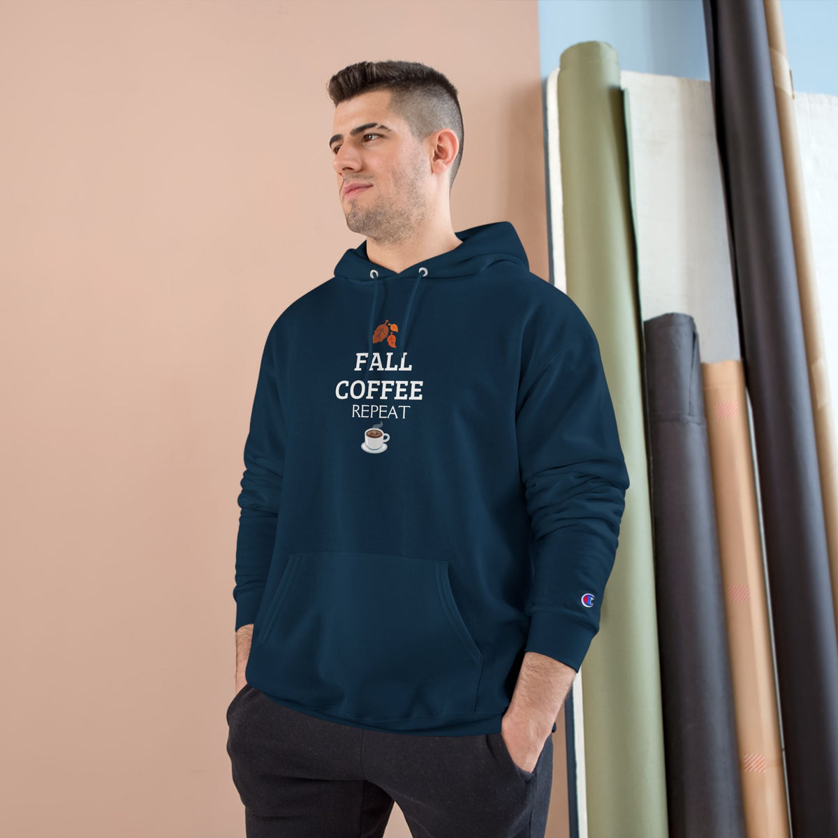 Fall Coffee Repeat Hoodie — Cozy Autumn Coffee Lover Sweatshirt