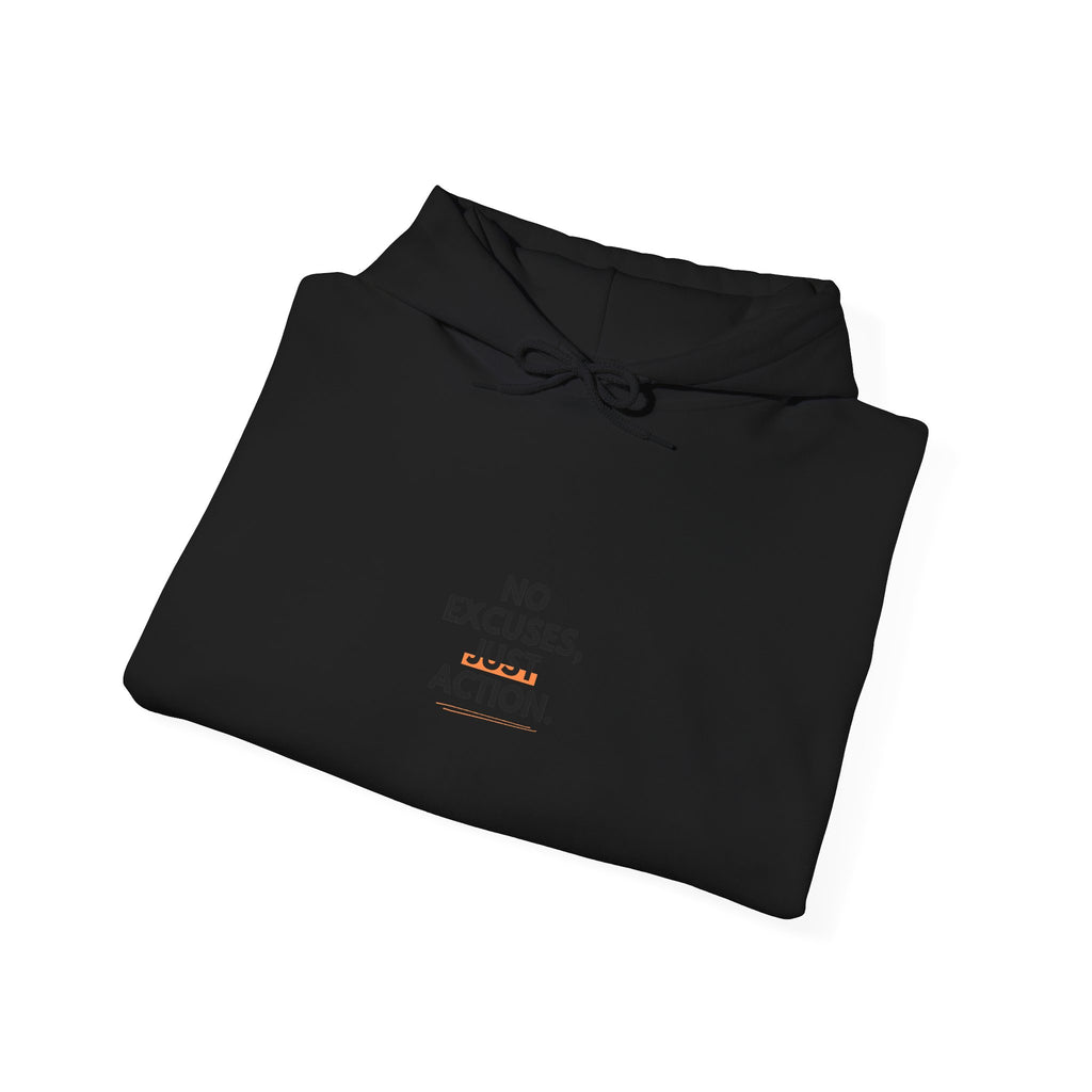 No Excuses, Just Action Hoodie — Motivational White Pullover for Fitness & Productivity