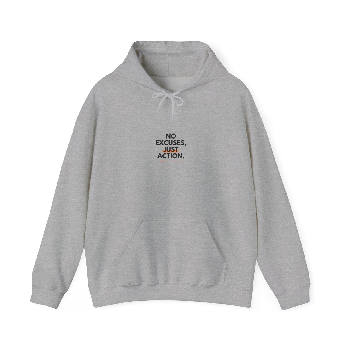 No Excuses, Just Action Hoodie — Motivational White Pullover for Fitness & Productivity