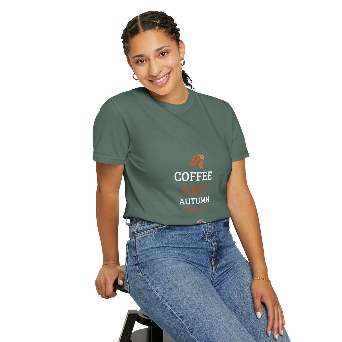 Coffee First Autumn T-Shirt — "Coffee First, Autumn Always" Graphic Tee
