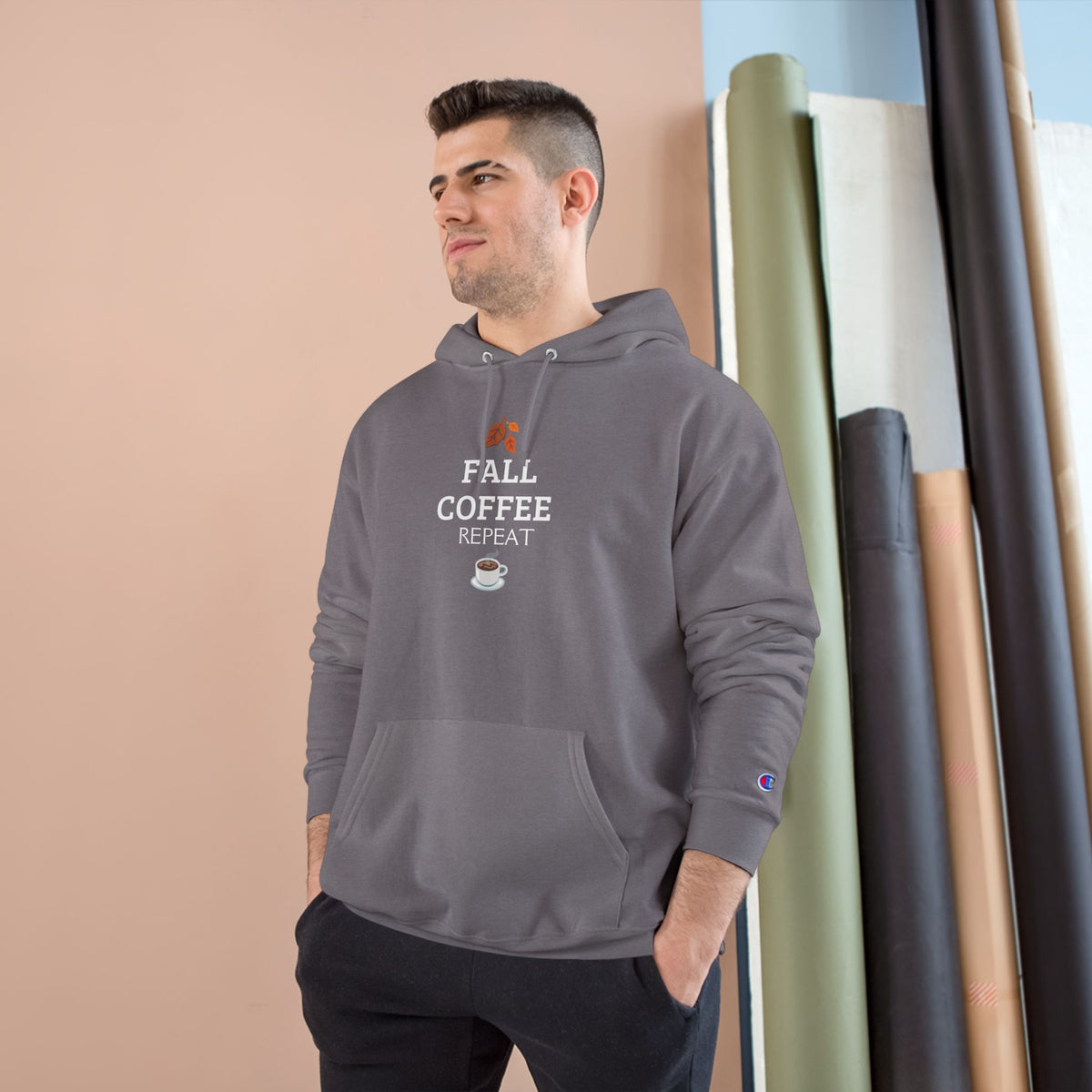 Fall Coffee Repeat Hoodie — Cozy Autumn Coffee Lover Sweatshirt