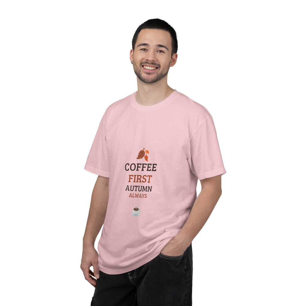 Coffee First Autumn T-Shirt — "Coffee First, Autumn Always" Graphic Tee
