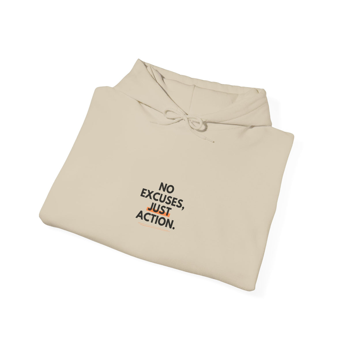No Excuses, Just Action Hoodie — Motivational White Pullover for Fitness & Productivity